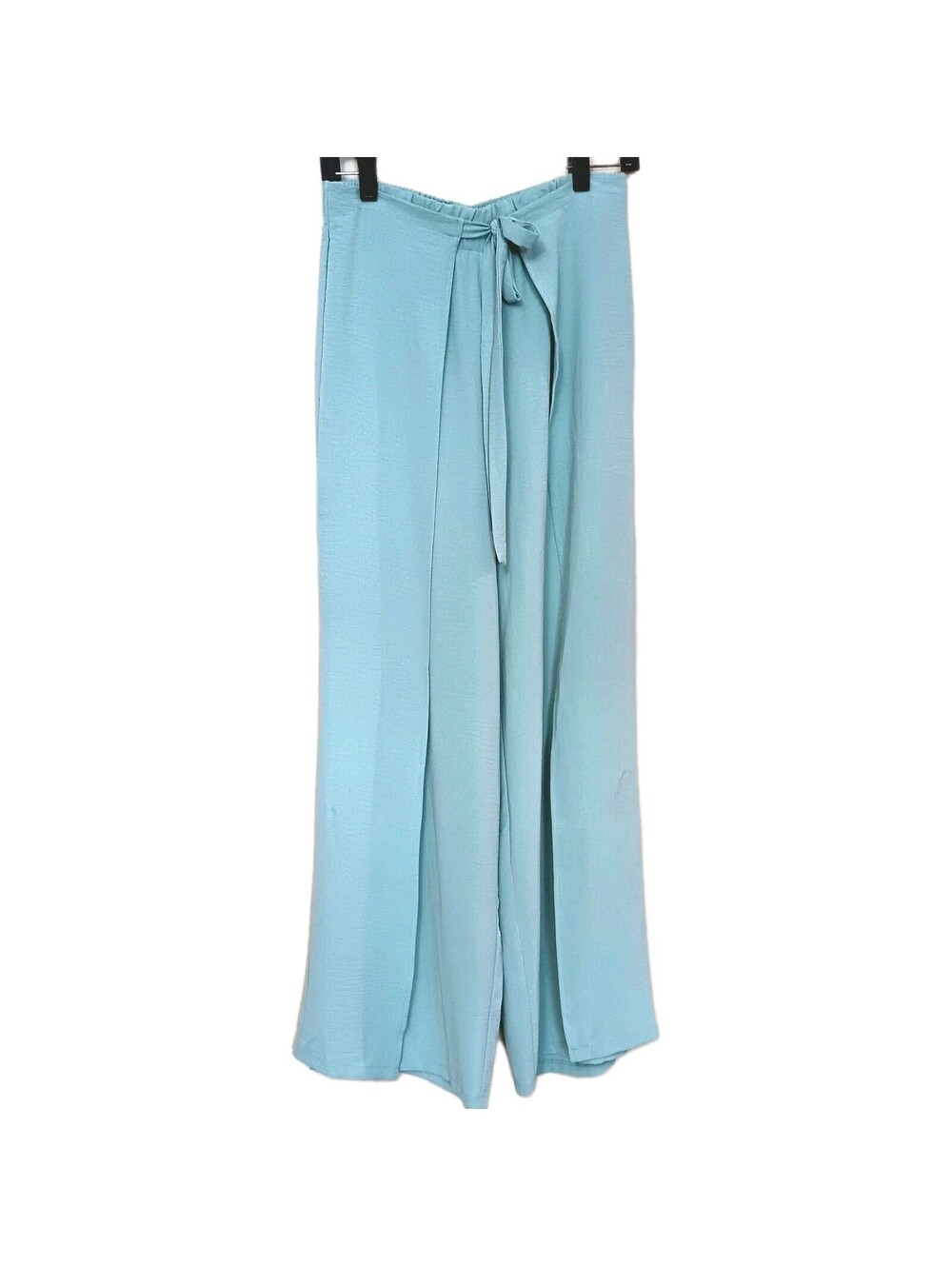 NEW Women's M High Waisted Tie Front Palazzo Flowy Split Wide Leg Coastal Pants
